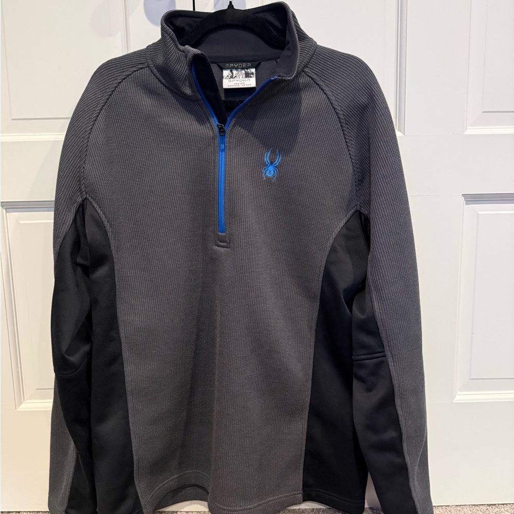 Spyder Men's Charcoal and Blue Quarter-Zip Performance Pullover